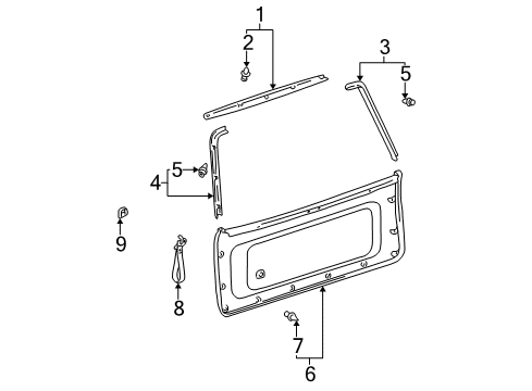 2002 Toyota Sequoia Board, Back Door Trim Diagram for 67750-0C010-B0