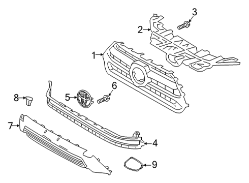 2022 Toyota RAV4 Grille & Components Diagram 1 - Thumbnail