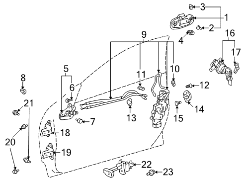 2002 Toyota Celica Lock & Hardware Diagram