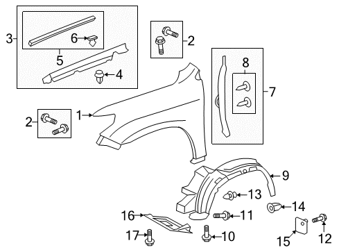 2019 Toyota Land Cruiser Liner, Front Fender, RH Diagram for 53875-60160