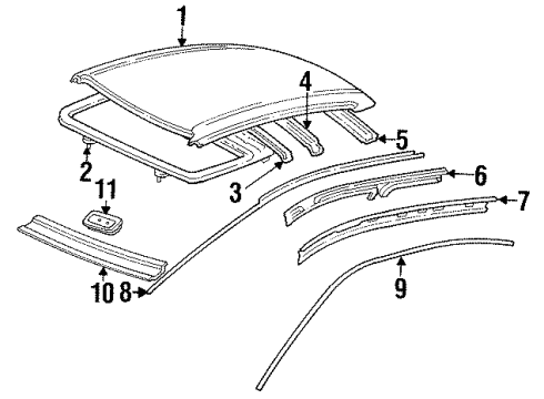 1996 Toyota Corolla Channel, Roof Drip Side, Center LH Diagram for 61266-12180