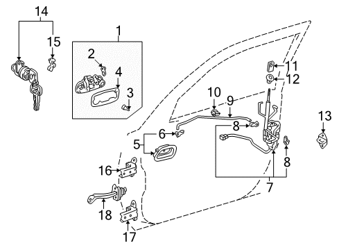 2000 Toyota Corolla Door & Components Diagram