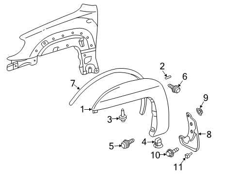 2004 Toyota 4Runner Extension, Front Wheel Opening Or Arch Moulding, LH Diagram for 53848-35110