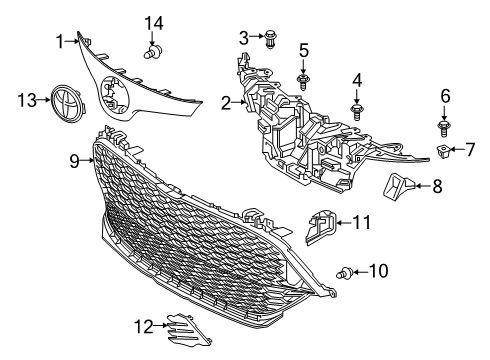 2019 Toyota Corolla Front Bumper - Grille & Components Diagram