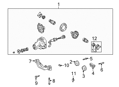 2002 Toyota Highlander Nut, W/WASHER Diagram for 90080-18074