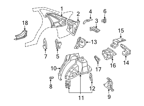 2002 Toyota Avalon Reinforcement, Roof Side, Inner Rear LH Diagram for 61748-AC010