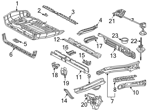 2010 Toyota Sienna Rear Body - Floor & Rails Diagram