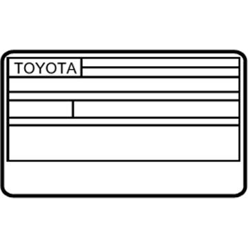 Toyota 11298-31A20 Emission Label