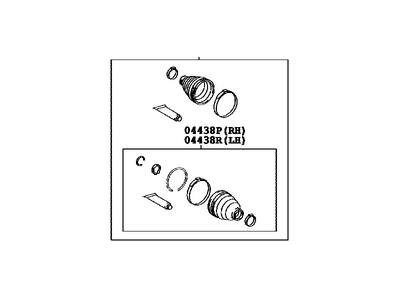 Toyota 04427-0R065 Boot Kit,  Rear Drive Shaft,  In & Outboard Joint,  RH