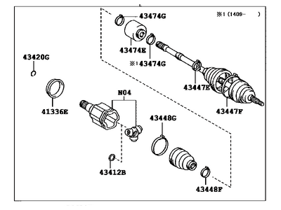 Toyota 43420-0E110 Shaft Assembly, Front Drive, Left