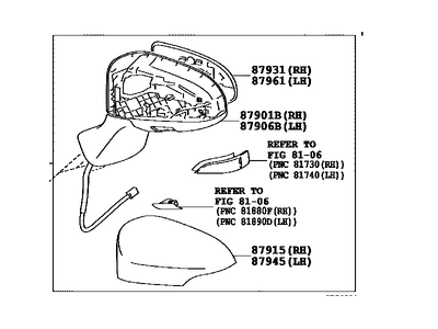 Toyota 87910-0T020-B0 Outside Rear View Passenger Side Mirror Assembly