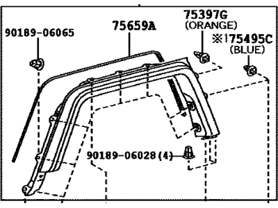 Toyota 75606-35101 Moulding Sub-Assy,  Quarter Outside,  LH