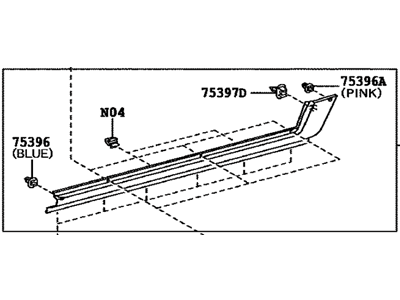 Toyota 75806-35090 Moulding,  Rocker Panel,  LH