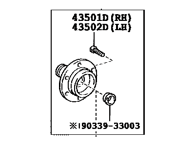 Toyota 43502-60180 Hub Sub-Assy,  Front Axle,  LH