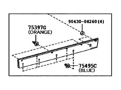 Toyota 75071-35140 Moulding Sub-Assembly, Front Door, Outside Passenger Side