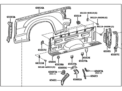 Toyota 65500-0C100 Panel Assembly, Rear Body Side, Passenger Side