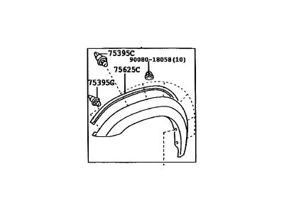 Toyota 75612-0C900 Moulding Sub-Assy,  Front Fender,  LH