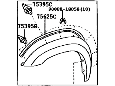 Toyota 75611-0C900 Moulding Sub-Assy,  Front Fender,  RH