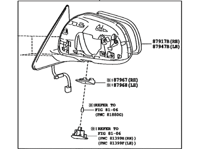 Toyota 87910-48362 Mirror Assy,  Outer Rear View,  RH