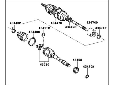 Toyota 43410-0W190 Shaft Assembly, Front Drive, Passenger Side