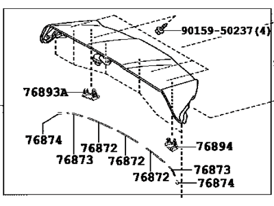 Toyota 76085-0E910 Spoiler Sub-Assy,  Rear