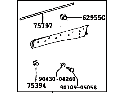 Toyota 75076-0E070-F0 Moulding Sub-Assy,  Rear Door,  Outside LH