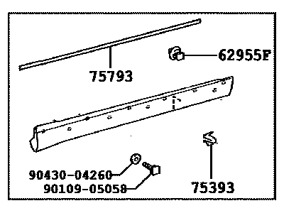 Toyota 75072-0E080-C0 Moulding Sub-Assy,  Front Door,  Outside LH