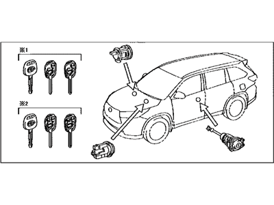 Toyota 69005-0E130 Cylinder & Key Set