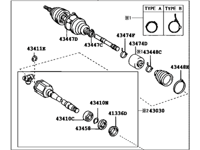 Toyota 43410-06670 Shaft Assy,  Front Drive,  RH