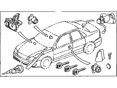 Toyota 89708-41050 Cylinder & Transmitter Set,  Wireless Door Lock