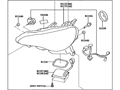 Toyota SU003-02501 Passenger Side Headlamp