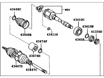 Toyota 43410-48070 Shaft Assy,  Front Drive,  RH