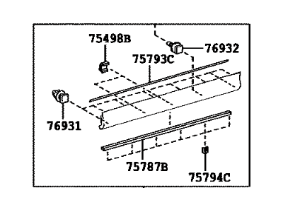 Toyota 75073-42020 Moulding,  Front Door Outside,  Lower RH