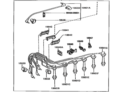 Toyota 90919-21521 Cord Set,  Coil & Spark,  W/Resistive