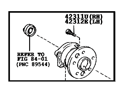 Toyota 42450-48010 Hub & Bearing Assembly, Rear Axle, Passenger Side