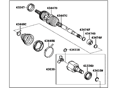 Toyota 43410-47030 Shaft Assembly, Front Drive, Right