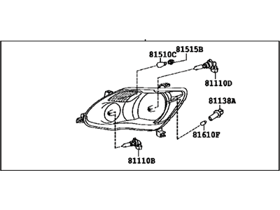 Toyota 81110-07090 Headlamp Assembly, Passenger Side