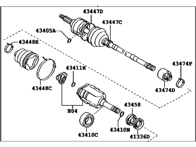 Toyota 43410-07070 Shaft Assembly, Front Drive, Passenger Side