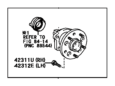 Toyota 42450-42020 Hub & Bearing Assy,  Rear Axle,  RH