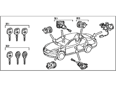 Toyota 69005-06220 Cylinder & Key Set