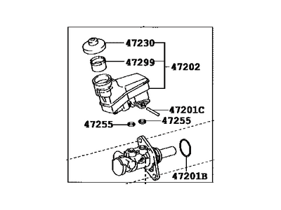 Toyota 47201-06420 Brake Master Cylinder Sub-Assembly W/Plate