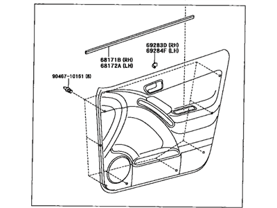 Toyota 67620-02A20-E0 Board Sub-Assy,  Front Door Trim,  LH