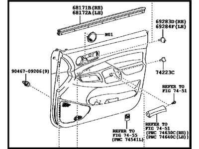 Toyota 67620-04371-B1 Board Sub-Assy,  Front Door Trim,  LH