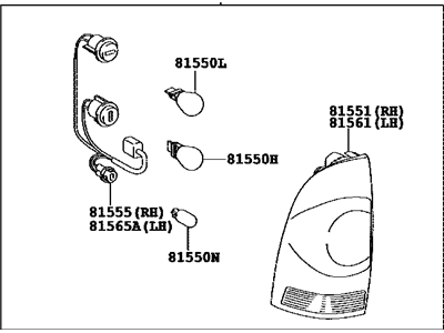 Toyota 81560-04210 Lamp Assy,  Rear Combination,  LH