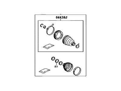 Toyota 04428-47065 Front Cv Joint Boot Kit, In Outboard, Left